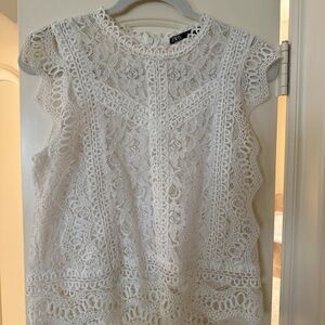 Zara White Lacey Blouse